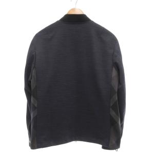 BLACK LABEL CRESTBRIDGE 美品 ウォッシャブルウールジャージーMA-1 ジャケット ブルゾン チェック切替 M ブルー系 /UO