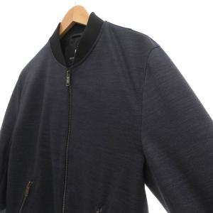 BLACK LABEL CRESTBRIDGE 美品 ウォッシャブルウールジャージーMA-1 ジャケット ブルゾン チェック切替 M ブルー系 /UO