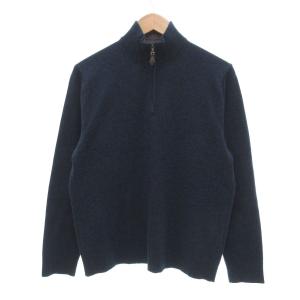 ハーフジップニット セーター カシミヤ混 M 紺 ネイビー 長袖 /UO