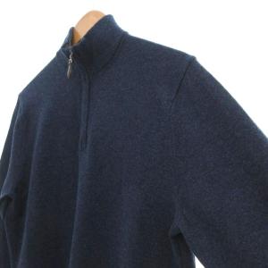 Paul Stuart ハーフジップニット セーター カシミヤ混 M 紺 ネイビー 長袖 /UO