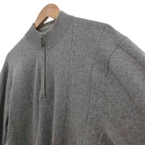 SCOTCH HOUSE ハーフジップニット 長袖 セーター カシミヤ M グレー ケーブル編み /UO