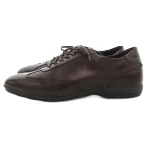 レースアップレザースニーカー GORE-TEX ゴアテックス 牛革 24.5cm ダークブラウン 70CL