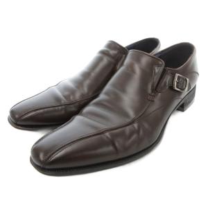 ビジネスシューズ 革靴 25cm ベルト レザー 本革 茶 ブラウン /AE