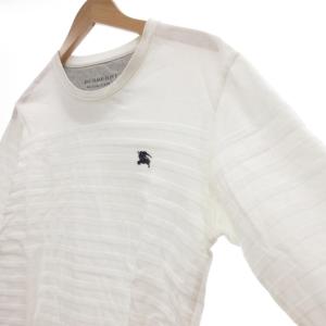 BURBERRY BLACK LABEL Tシャツ カットソー 長袖 3 白 ホワイト ロゴ刺繍 フェイクレイヤード /UO