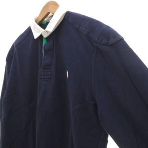 Polo by Ralph Lauren 90s ラガーシャツ 長袖 L 紺 ネイビー ロゴ刺繍 エルボーパッチ /UO