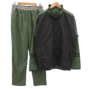 セットアップ ウインドブレーカー ジャケット イージーパンツ ロゴ刺繍 ジップアップ 0 カーキ 黒 ブラック