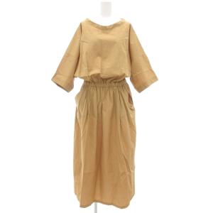 ウエストギャザー ワンピース ロング ベージュ /UO