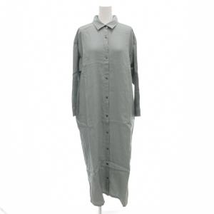 20SS リネンバックタックシャツワンピース F 長袖 マキシ ロング 麻 リネン グレー DR05-26M501