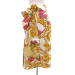 LOEWE ラップスカート ひざ丈 M ホワイト イエロー ボタニカル 総柄 /UO