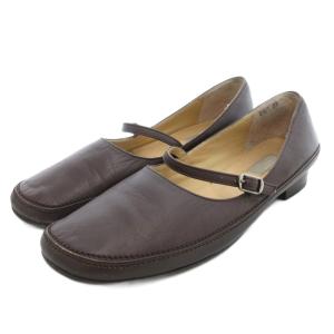 idea ストラップ レザー フラットシューズ 23cm ブラウン /UO