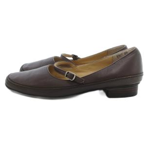 MARGARET HOWELL idea ストラップ レザー フラットシューズ 23cm ブラウン /UO