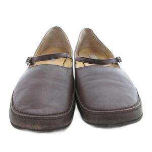 MARGARET HOWELL idea ストラップ レザー フラットシューズ 23cm ブラウン /UO