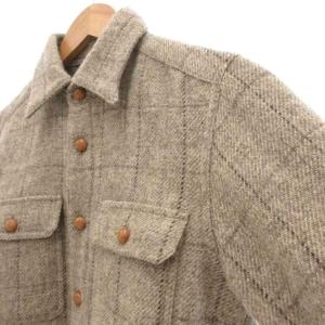 TOUJOURS CPOシャツ ジャケット ウール ベージュ くるみボタン チェック柄 /UO