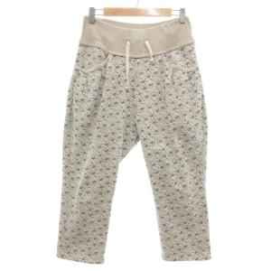 スウェットパンツ 1 ベージュ系 小花柄 裏起毛 イージーウエスト /UO