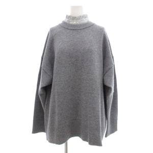 フリルブラウスニットレイヤードSET シャツ地切替 ミドルゲージ F グレー /UO