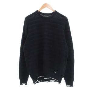 コットンニット ラインセーター XL 紺 ネイビー 長袖 /UO