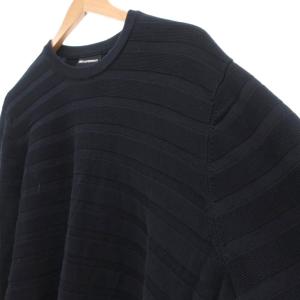 EMPORIO ARMANI コットンニット ラインセーター XL 紺 ネイビー 長袖 /UO