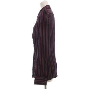 GUCCI シルク ストライプシャツ 長袖 44 ブラック /UO
