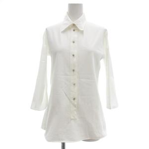 365 シャツ ブラウス 七分袖 42 白 ホワイト キューブロゴボタン /UO