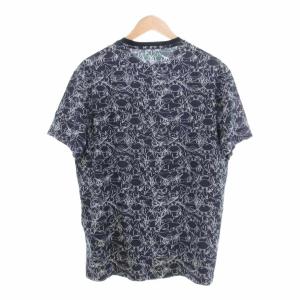 A/X ARMANI EXCHANGE クルーネックTシャツ 半袖 L 紺 ネイビー カニ 魚 サメ 総柄 /UO