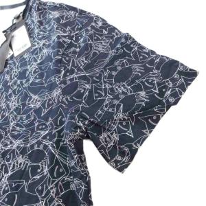 A/X ARMANI EXCHANGE クルーネックTシャツ 半袖 L 紺 ネイビー カニ 魚 サメ 総柄 /UO
