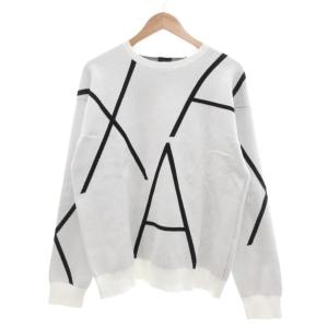 ビックAXロゴ ニットプルオーバー セーター 長袖 L 白 黒 /UO