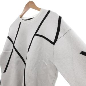 A/X ARMANI EXCHANGE ビックAXロゴ ニットプルオーバー セーター 長袖 L 白 黒 /UO