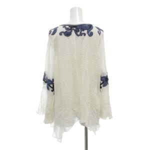 GRACE CONTINENTAL タグ付き マルチフラワーTOP ブラウス シャツ 2-36 長袖 刺繍 白 ホワイト 14141017-1