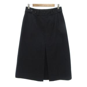 WOOL COTTON TWILL SKIRT ツイルスカート 3 ダークネイビー ミモレ丈 ボックスプリーツ