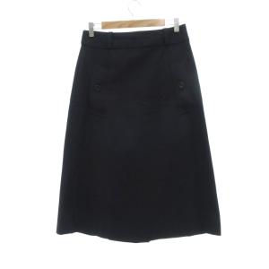 MARGARET HOWELL WOOL COTTON TWILL SKIRT ツイルスカート 3 ダークネイビー ミモレ丈 ボックスプリーツ