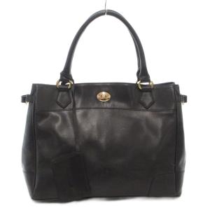 トートバッグ パスケース付 レザー 本革 黒 ブラック /AE