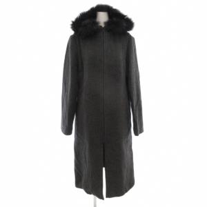 コート 38 M ロング丈 ジップアップ フード フォックスファー ダークグレー /AE