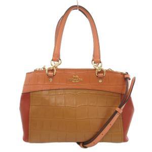 ハンドバッグ ショルダー 2WAY クロコ型押し ロゴ 茶 ブラウン F28079 /AE AA