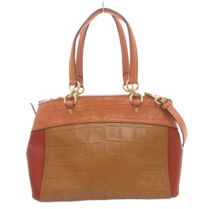 COACH ハンドバッグ ショルダー 2WAY クロコ型押し ロゴ 茶 ブラウン F28079 /AE AA