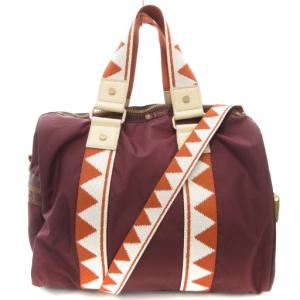 美品 風間ゆみえ メラニー ボストンバッグ ショルダー 2WAY ナイロン ボルドー /AE