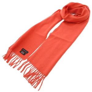 フリンジ マフラー カシミヤ100％ オレンジ系 /UO