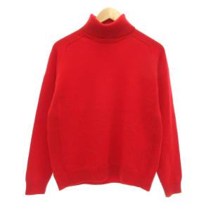 ニット セーター 長袖 タートルネック ウール L 赤 レッド /UO