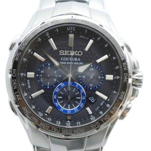 Coutura 腕時計 電波ソーラー SSG009 黒文字盤 クロノグラフ デイト