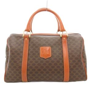 ミニボストン マカダム柄 PVC レザー ブラウン