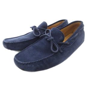 ゴンミーニドライビングシューズ ローファー 8 27cm スエード リボン 紺 ネイビー /AE