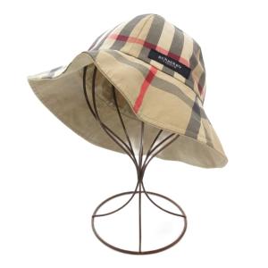 バケットハット バケハ 帽子 ロゴ 刺繍 リバーシブル ノバチェック ベージュ /AE AA