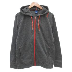 タグ付き パーカー フーディ L 長袖 ジップアップ ロゴ刺繍 裏起毛 グレー /AE