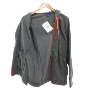 Reebok タグ付き パーカー フーディ L 長袖 ジップアップ ロゴ刺繍 裏起毛 グレー /AE