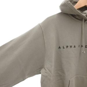 ALPHA INDUSTRIES タグ付き パーカー フーディ L プルオーバー 長袖 ロゴ カーキ /AE
