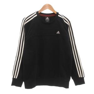 タグ付き スウェット トレーナー L プルオーバー 長袖 ロゴ スリーストライプス 黒 ブラック /AE