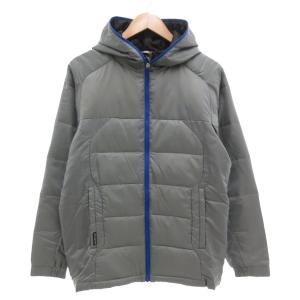 タグ付き ダウンフードジャケット M ジップアップ ロゴ グレー F43392 /AE