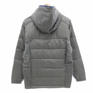 adidas タグ付き ダウンフードジャケット M ジップアップ ロゴ グレー F43392 /AE