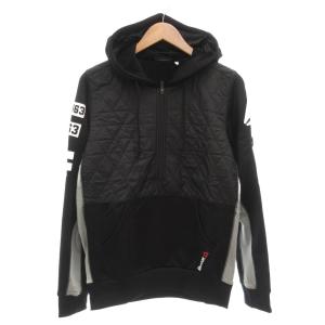 タグ付き パーカー フーディ L プルオーバー ハーフジップ キルティング 長袖 黒 ブラック /AE