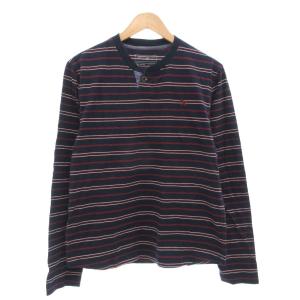 タグ付き ロンT Tシャツ M 長袖 ヘンリーネック ボーダー 紺 ネイビー /AE