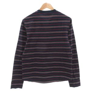 Eddie Bauer EddieBauer タグ付き ロンT Tシャツ M 長袖 ヘンリーネック ボーダー 紺 ネイビー /AE